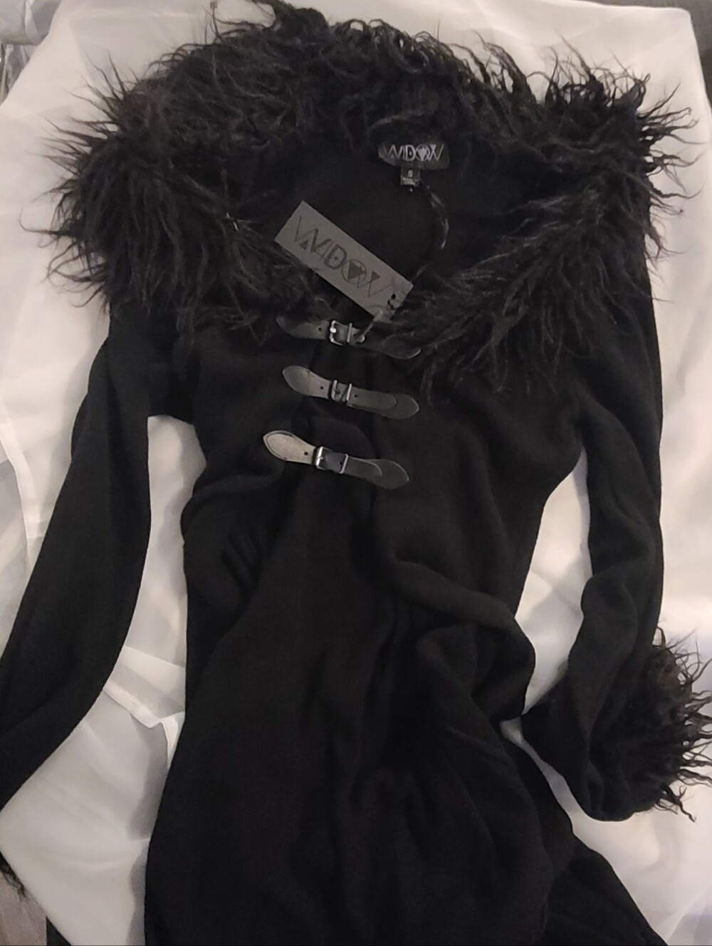 NWT - Dolls Kill - Widow - Off Day Knit Cardigan Gothic Long Black Duster, Small - Picture 3 of 10
